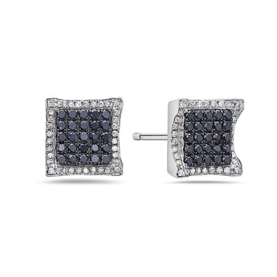 14K White Gold Ladies Earrings With Round Shaped Diamonds