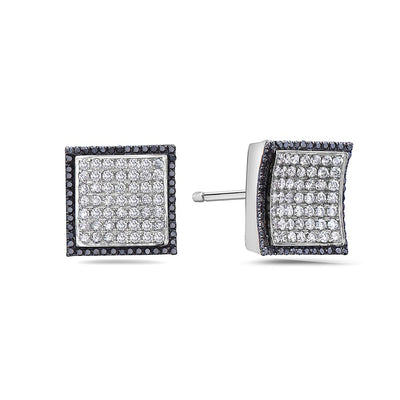 14K White Gold Ladies Earrings With Round Shaped Diamonds