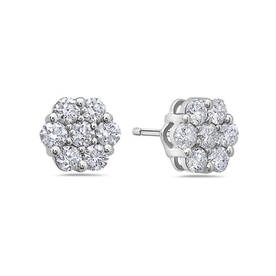 14K White Gold Ladies Earrings With 0.78 CT Diamonds