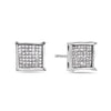 14K White Gold Ladies Earrings With Round Shaped Diamonds