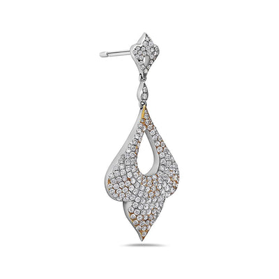 18K White Gold Ladies Earrings With Round Shaped Diamonds