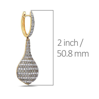 18K Yellow Gold Ladies Earrings With 5.41 CT Diamonds