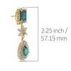 18K Yellow Gold Ladies Earrings With White: 6.77 CTW Emerald: 12.09 CTW Diamonds