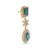 18K Yellow Gold Ladies Earrings With White: 6.77 CTW Emerald: 12.09 CTW Diamonds