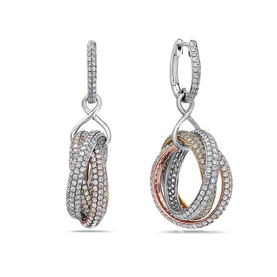 18K Yellow Gold Ladies Earrings With 8.75 CT Diamonds