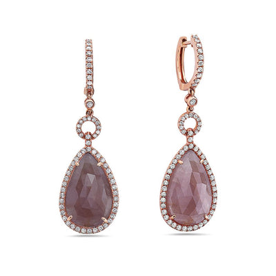 18K Rose Gold Ladies Earrings Diamonds and Rubies