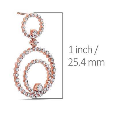 18K Rose Gold Ladies Earrings With 2.78 CT Diamonds