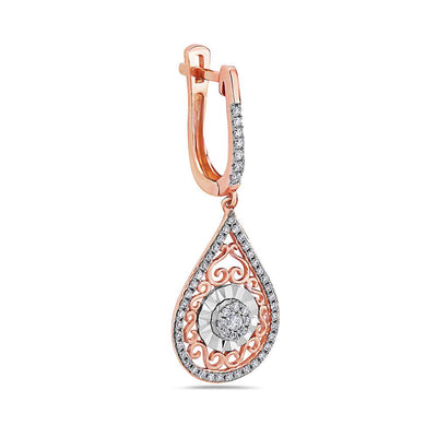 18K Rose Gold Ladies Earrings With 0.54 CT Diamonds