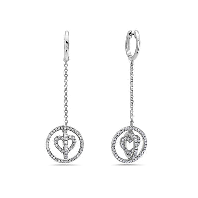 18K White Gold Ladies Earrings With Round Shaped Diamonds