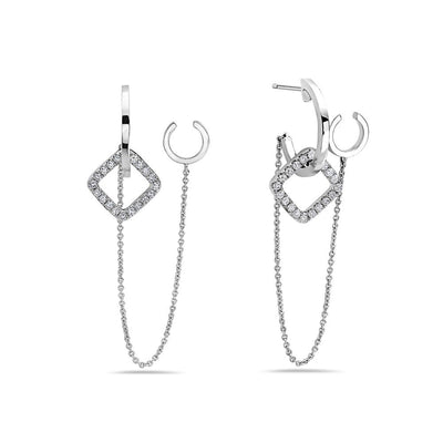 18K White Gold Ladies Earrings With Round Shaped Diamonds