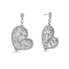 18K White Gold Ladies Heart Shaped  Earrings With Diamonds