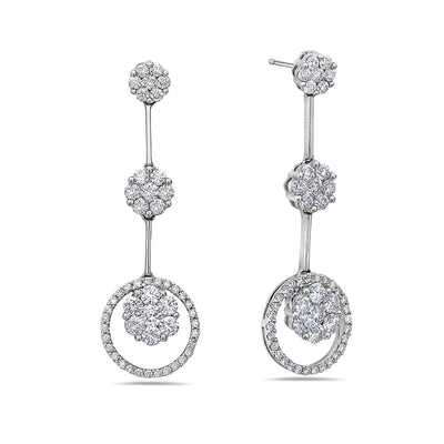 18K White Gold Ladies Earrings With 2.38 CT Diamonds