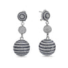 18K White Gold Ladies Sphere Shaped Earrings With Diamonds