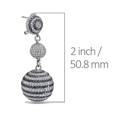 18K White Gold Ladies Sphere Shaped Earrings With Diamonds