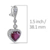 18K White Gold Ladies Heart Shaped Earrings With Ruby And Diamonds