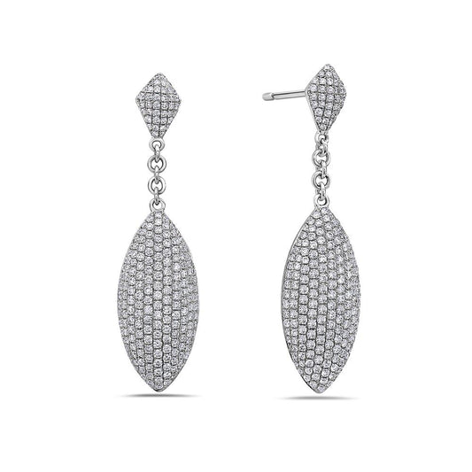 18K White Gold Ladies Earrings With White: 4.35 CTW Diamonds