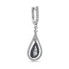 18K White Gold Ladies Tears Shaped Earrings With  Black And White Diamonds