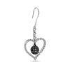 14K White Gold Ladies Heart Shaped Earrings With White And Black Diamonds