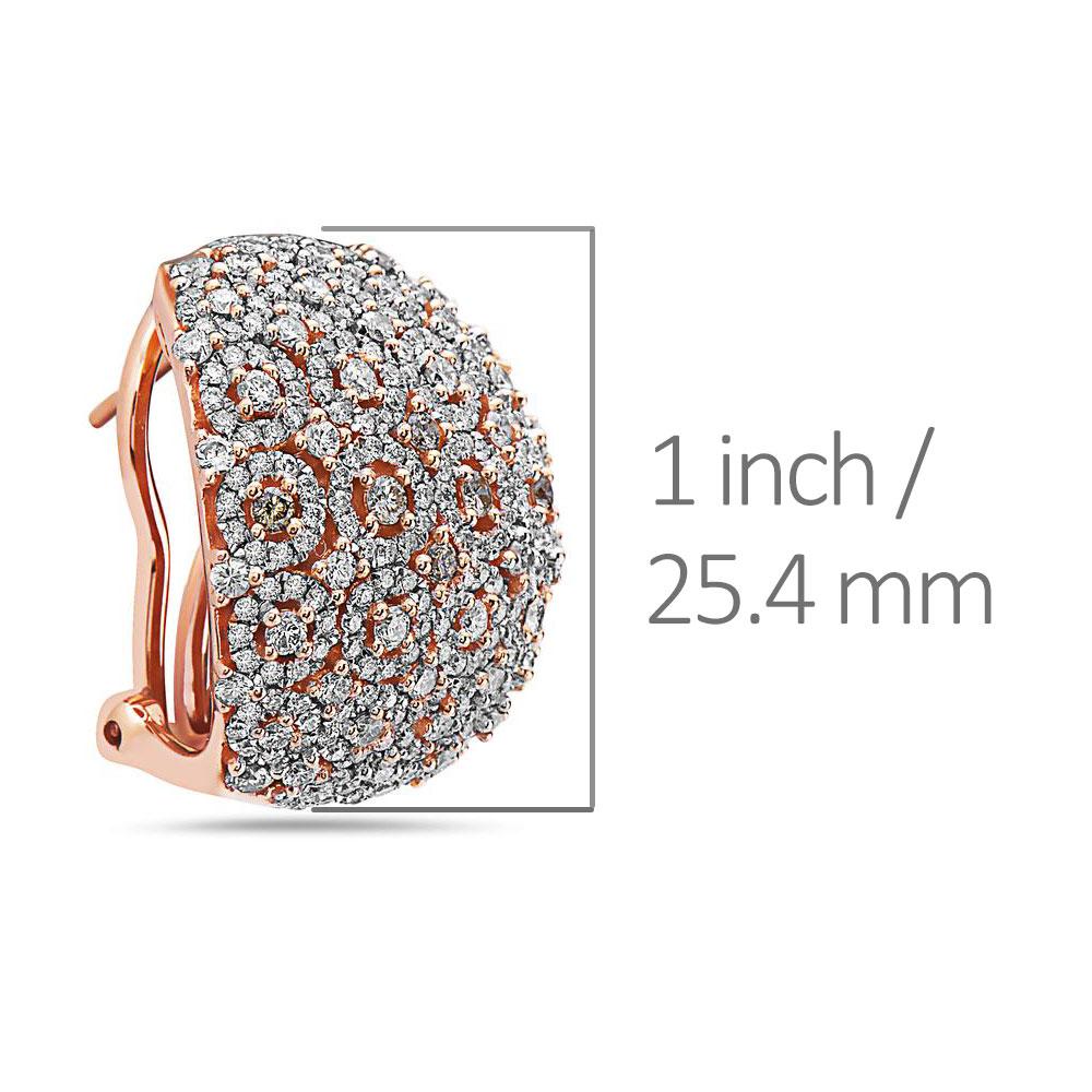 18K Rose Gold Ladies Earrings With White and Yellow Diamonds