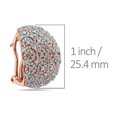 18K Rose Gold Ladies Earrings With White and Yellow Diamonds