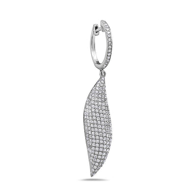 18K White Gold Ladies Leaf Shaped Earrings With Diamonds