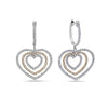 18K White Gold Ladies Heart Shaped  Earrings With White Diamonds