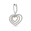 18K White Gold Ladies Heart Shaped  Earrings With White Diamonds