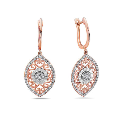 18K Rose Gold Ladies Earrings With 0.49 CT Diamonds