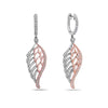 18K White And Rose Gold Leaf Shaped Ladies Earrings With Diamonds