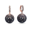 18K Rose Gold Sphere Ladies Earrings With Diamonds