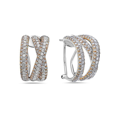 18K White Gold Ladies Earrings With Round Shaped Diamonds