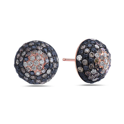 18K Rose Gold Half Sphere Shaped  Ladies Earrings With  Diamonds