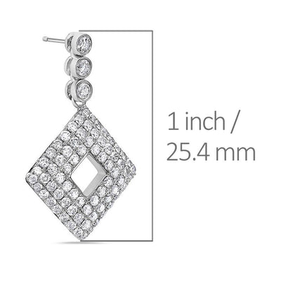 14K White Gold Ladies Earrings With 2.95 CT Diamonds