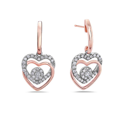 18K Rose Gold Ladies Earrings With 0.43 CT Diamonds