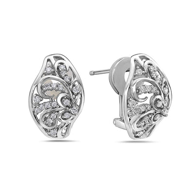 18K White Gold Ladies Earrings With 0.45 CT Diamonds