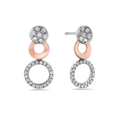 18K White Gold Round Shaped Ladies Earrings With Diamonds