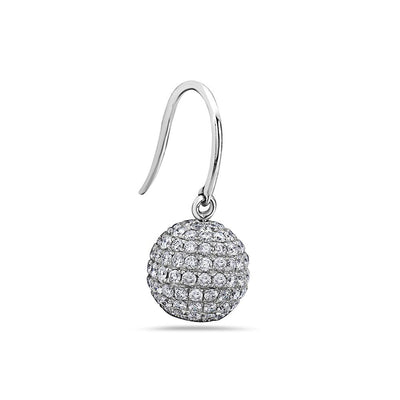 18K White Gold Sphere Shaped  Ladies Earrings With Diamonds