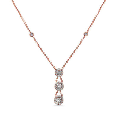 18K Rose Gold Women's Necklace With 1.10 CT Diamonds