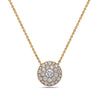 18K Yellow Gold Round Halo Women's Necklace With 0.98 CT Diamonds