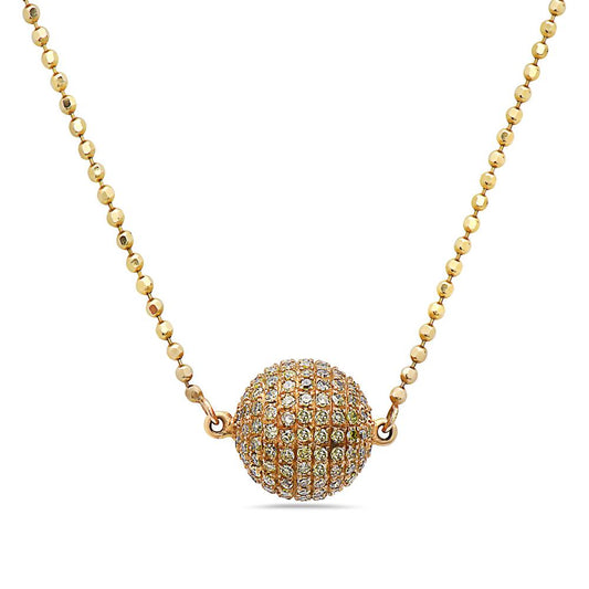 18K Yellow Gold Fireball Women's Necklace With 0.18 CT Diamonds