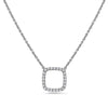 18K White Gold Square-Shaped Floating Women's Necklace With 0.18 CT Diamonds