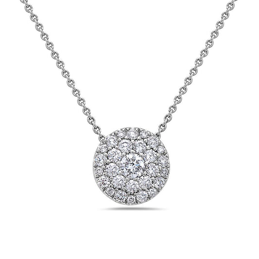 18K White Gold Full Disk Women's Necklace With 0.97 CT Diamonds