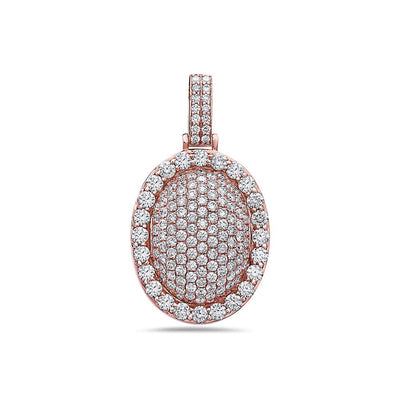 Men's 14K Rose Gold Oval Pendant with 3.25 CT Diamonds