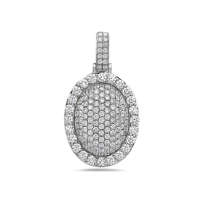 Men's 14K White Gold Oval Pendant with 3.25 CT Diamonds