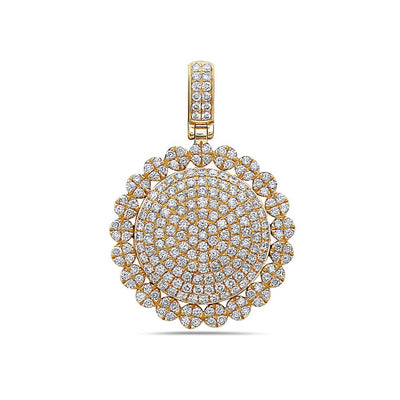 Men's 14K Yellow Gold Circle Pendant with 2.30 CT Diamonds