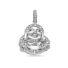 14K White Gold Fat Buddha Women's Pendant With 0.82 CT Diamonds