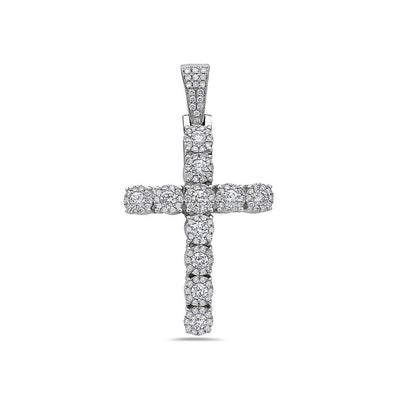 Unisex 14K White Gold Cross Pendant with 2.20 CT Diamonds