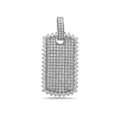 Men's 14K White Gold Dog Tag Pendant with 3.07 CT Diamonds