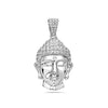 14K White Gold Buddha Women's Pendant With 0.90 CT Diamonds