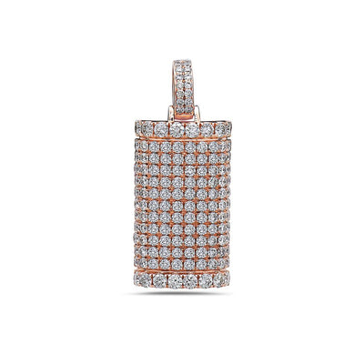 14K Rose Gold Solid Bar Unisex Pendant With 2.47 CT Diamonds